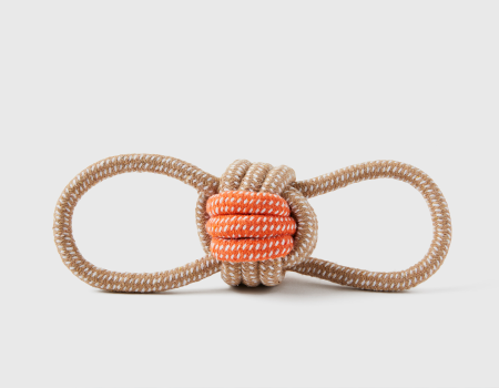 Grey and Orange Double Loop 3" Celtic Knot Rope Dog Toy
